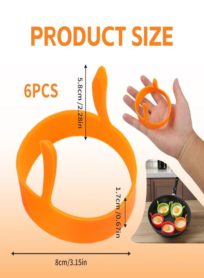OMASUNB 6PCS Silicone Fried Egg Cooker Rings Set, Non Stick Fried Round Egg Cooker Ring Mold, Easy to Use&Clean Funny Kitchen Accessories Gadgets, Ideal for home cooks, making eggs for sandwiches, burgers - Image 2